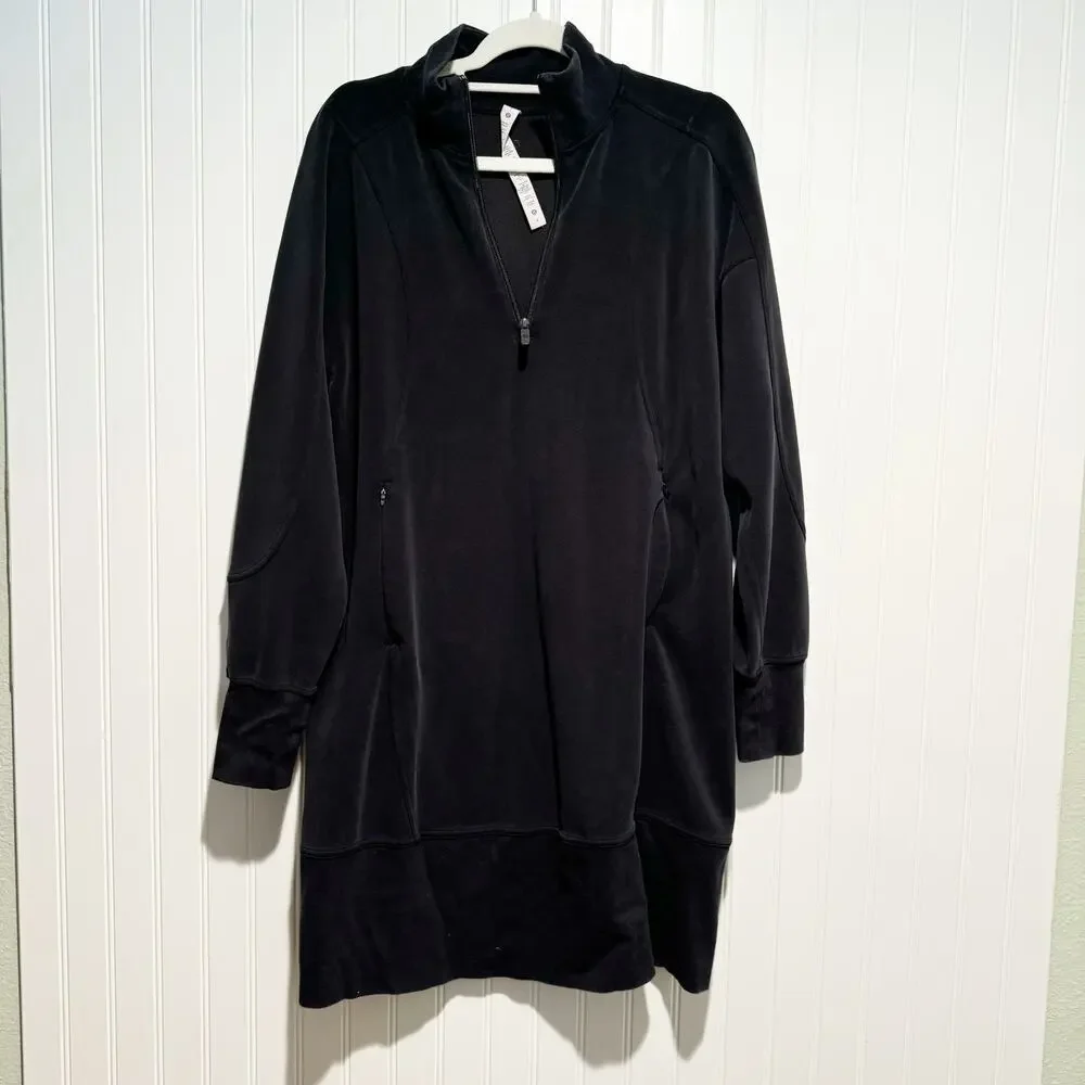 Lululemon Softstreme Long Sleeve Half Zip Dress Black Size 8